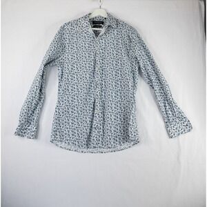 Nick Graham Button Down Shirt Mens 15.5 34-35 Blue Floral Stretch Modern Fit
